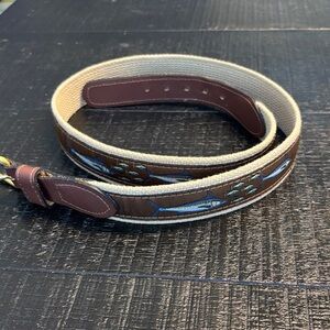 Zep-Pro Fish Canva Leather Brown Beige Coastal Belt size 38